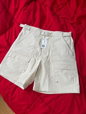 adidas Men's Cream Cargo Shorts with Integrated Belt